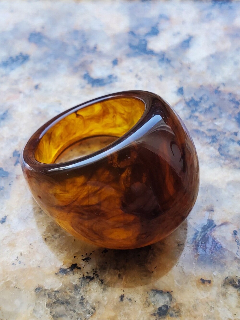 Chunky Amber Swirl Resin Ring